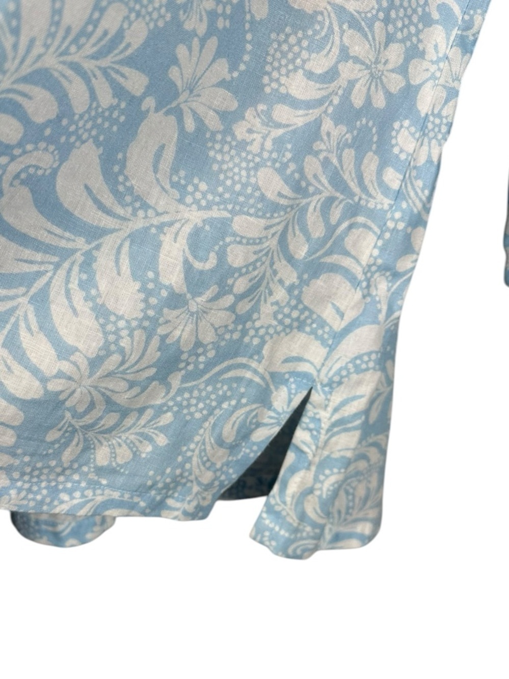 CORAL BAY Women's XL Blue & White Tropical Floral Print Linen Blend Tunic - Picture 5 of 8